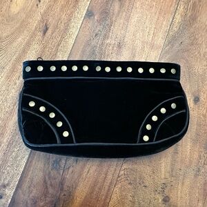 ☀️ SHIRALEAH Black Velvet Bronzed Studded Clutch NWOT